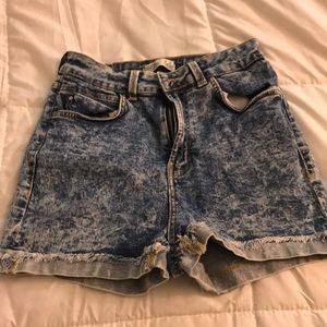 High waisted acid wash shorts